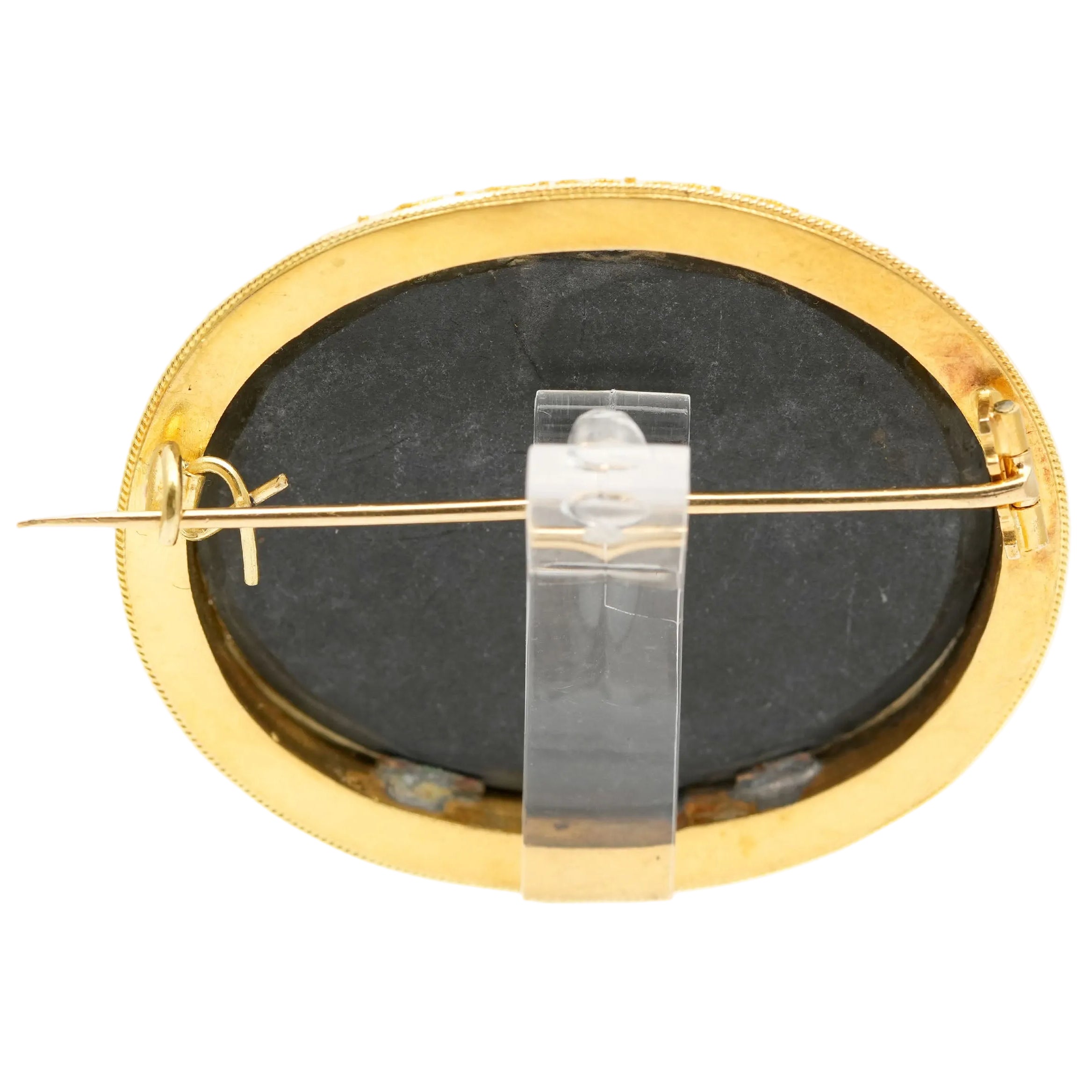 Broche Épingle en or jaune, jaspe, lapis-lazuli, nacre et opale