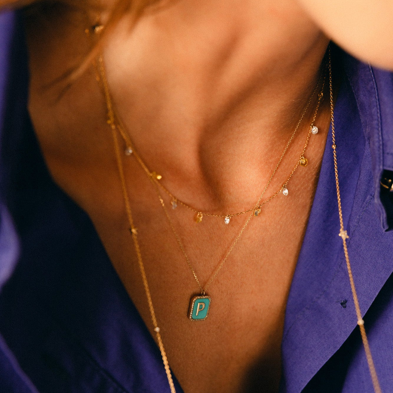 Collier Rivière LA BRUNE ET LA BLONDE "Confetti" en or jaune, saphirs jaunes et diamants