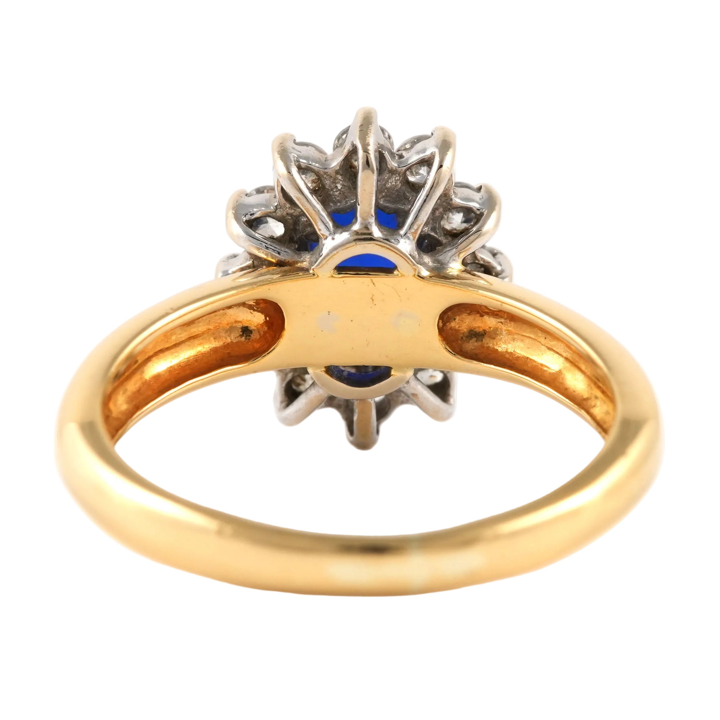 Bague Marguerite en or jaune, saphir et zirconiums
