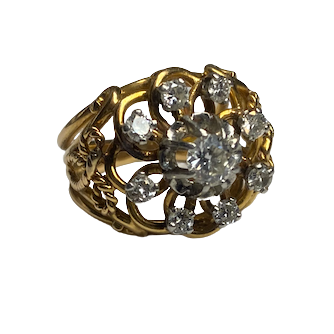Bague Dôme en or jaune et diamants