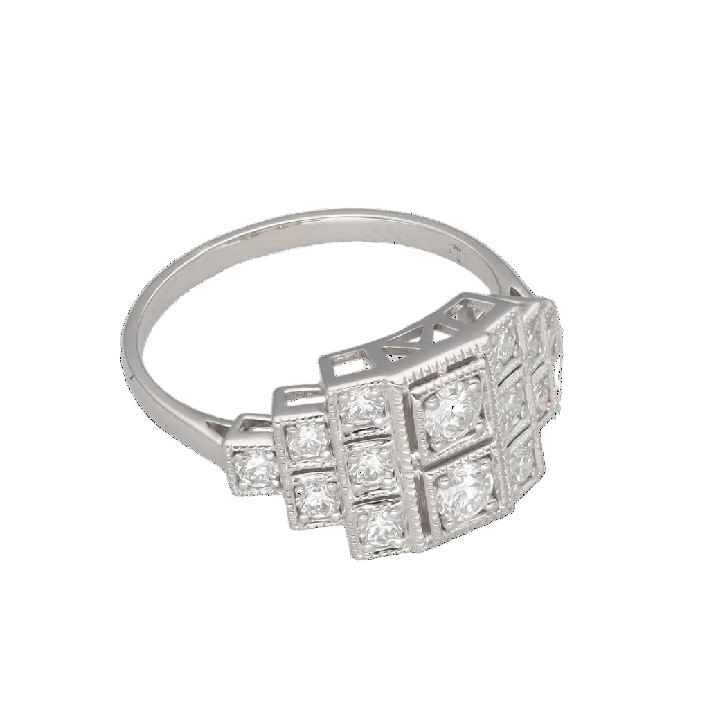 Bague en or blanc et diamants