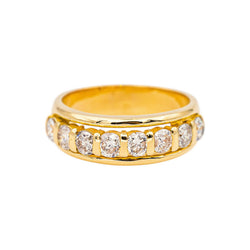 Bague Demi-alliance  Or jaune Diamant