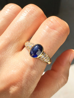 Bague en or jaune 18 carats  saphir et diamants