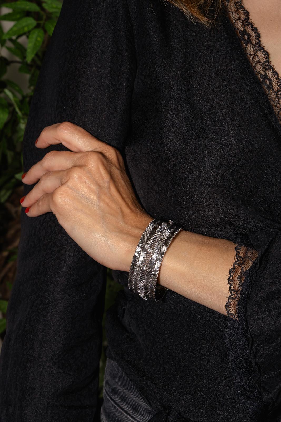 Bracelet Manchette Or blanc Diamant