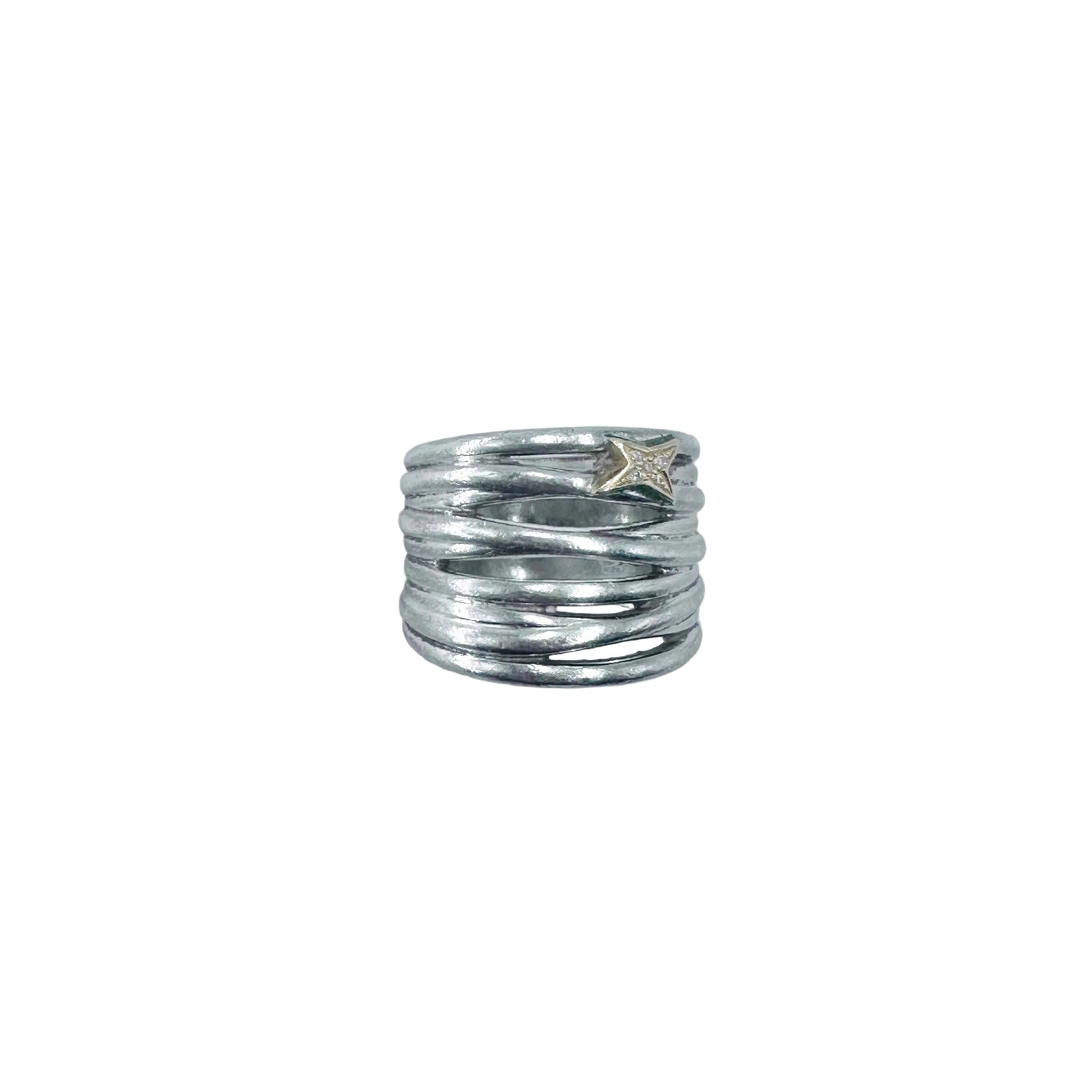 Bague MAUBOUSSIN "Kiff and Sun" en or jaune, argent et diamants