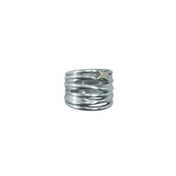 Bague MAUBOUSSIN "Kiff and Sun" en or jaune, argent et diamants