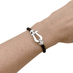 Bracelet Fred, "Force 10", or blanc, diamants.
