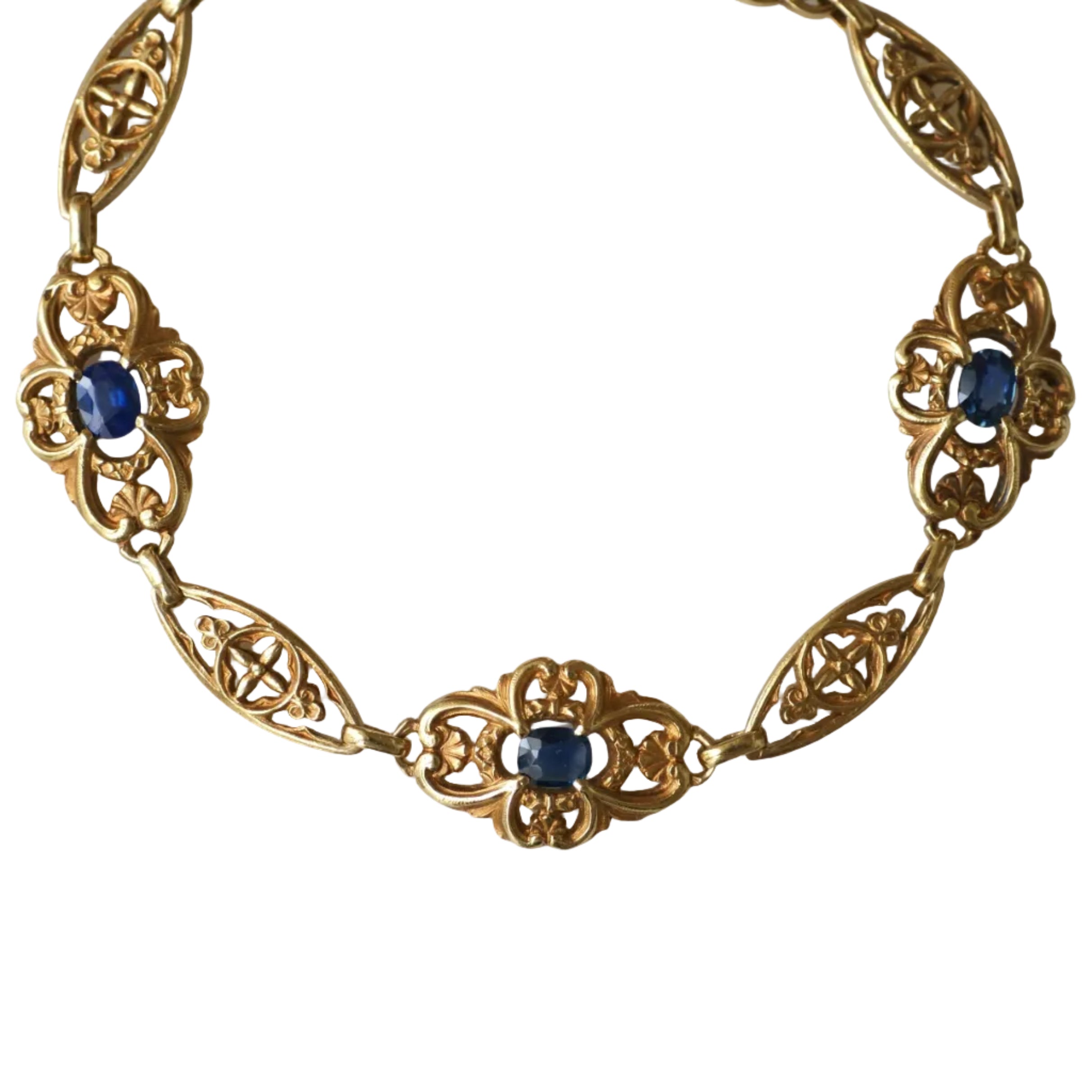Bracelet Maille en or jaune et saphirs