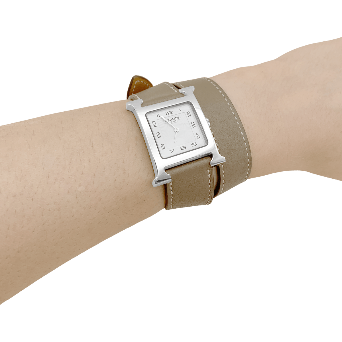 Montre HERMÈS "Heure H" GM en acier et cuir