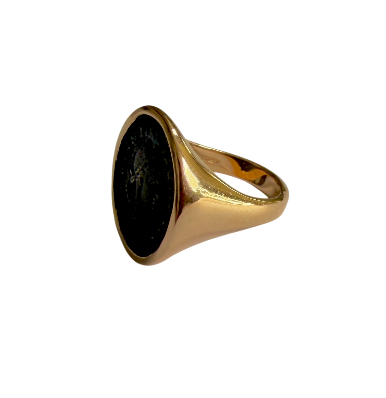 Bague Chevalière BULGARI "Monete" en or rose et bronze