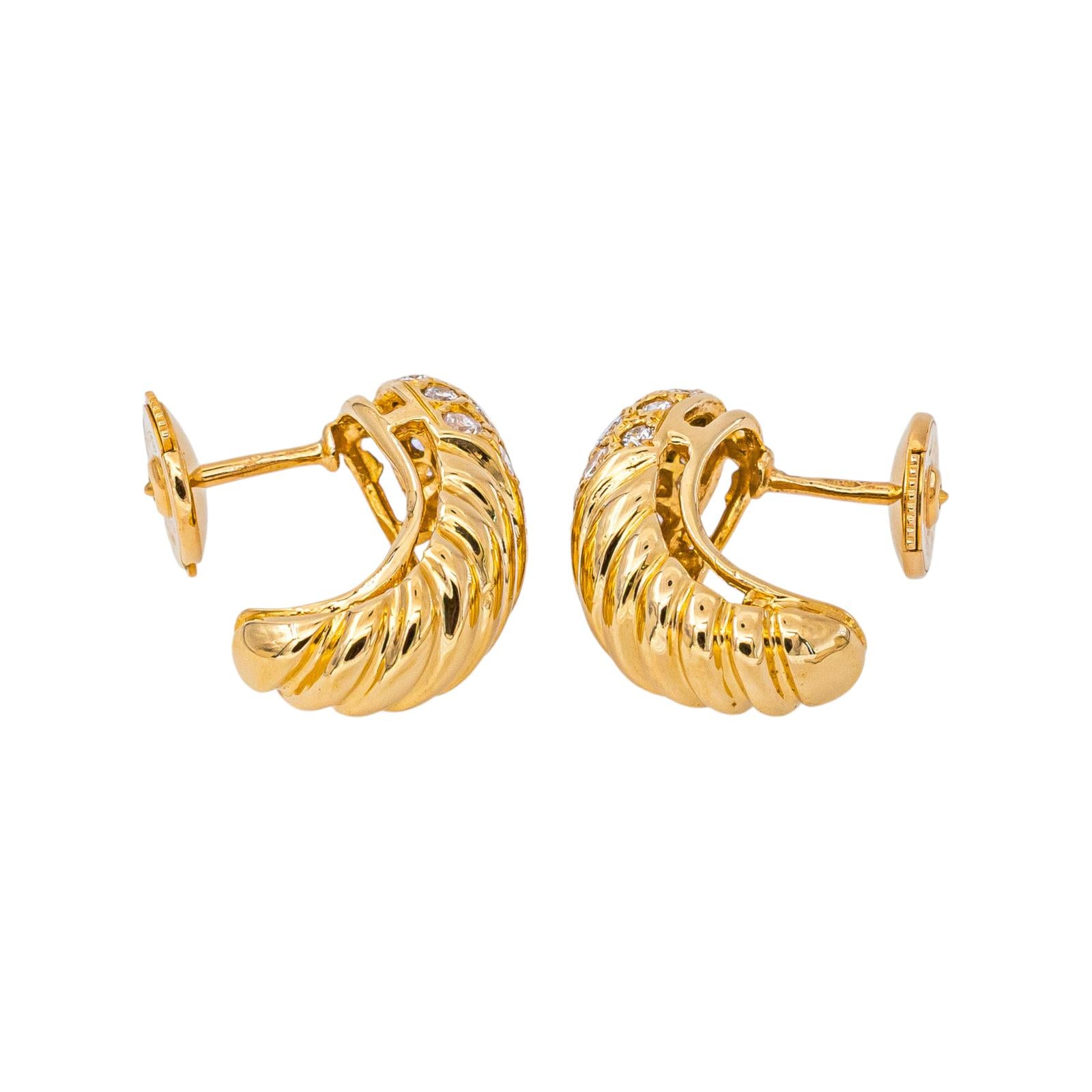 Boucles d'oreilles Demi-créoles Or jaune  Diamant