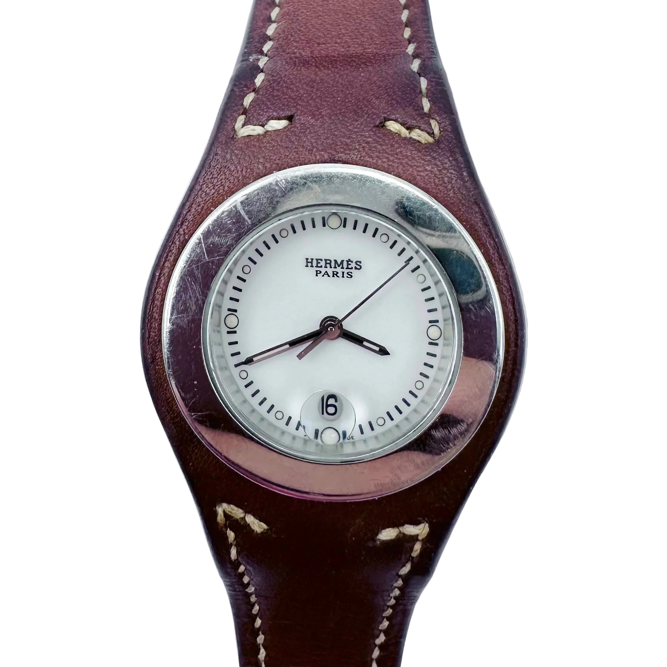 Montre HERMÈS "Harnais" en cuir et acier