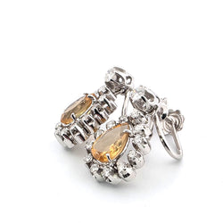 Boucles d'oreilles en or blanc, citrines et diamants