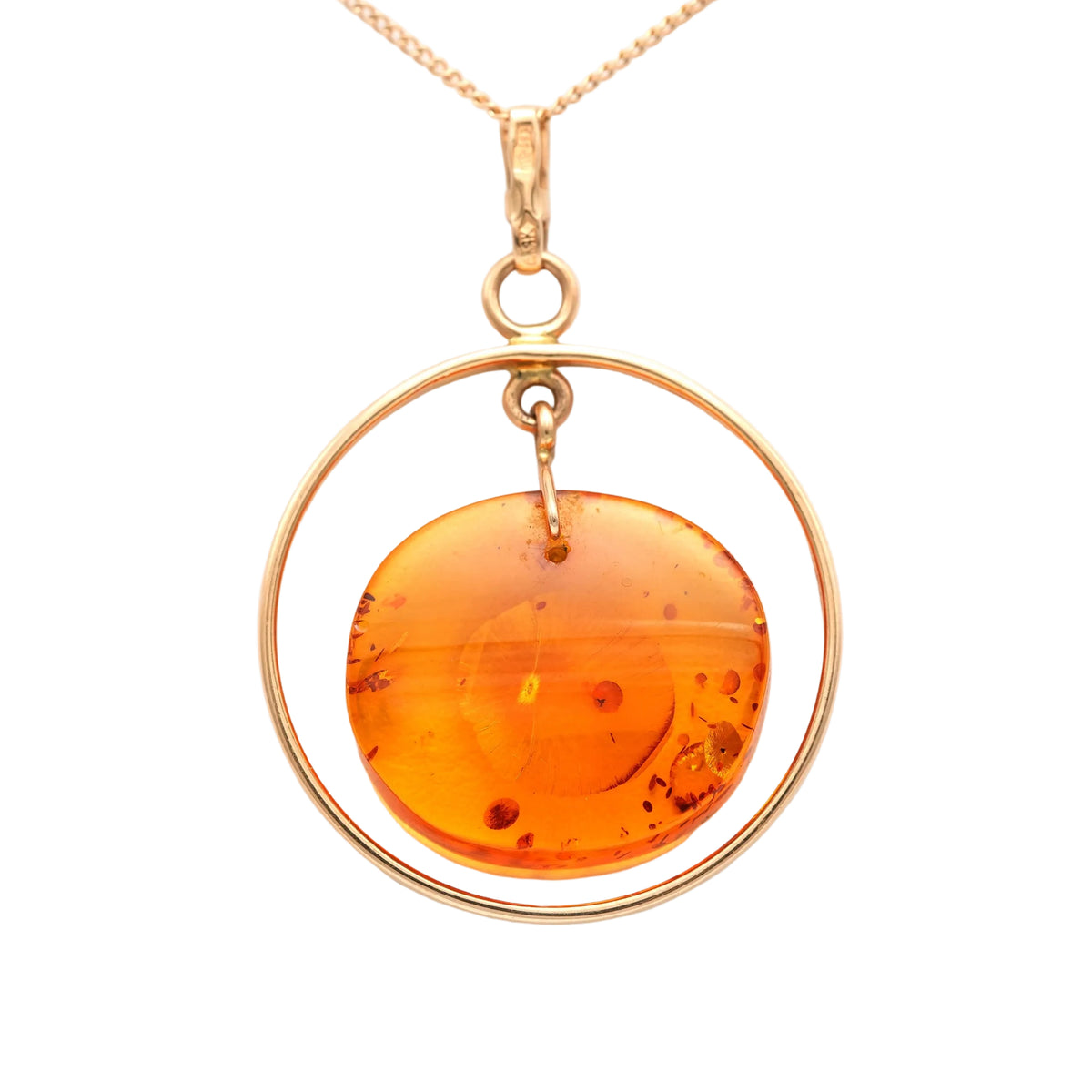 Collier Pendentif en or jaune et ambre