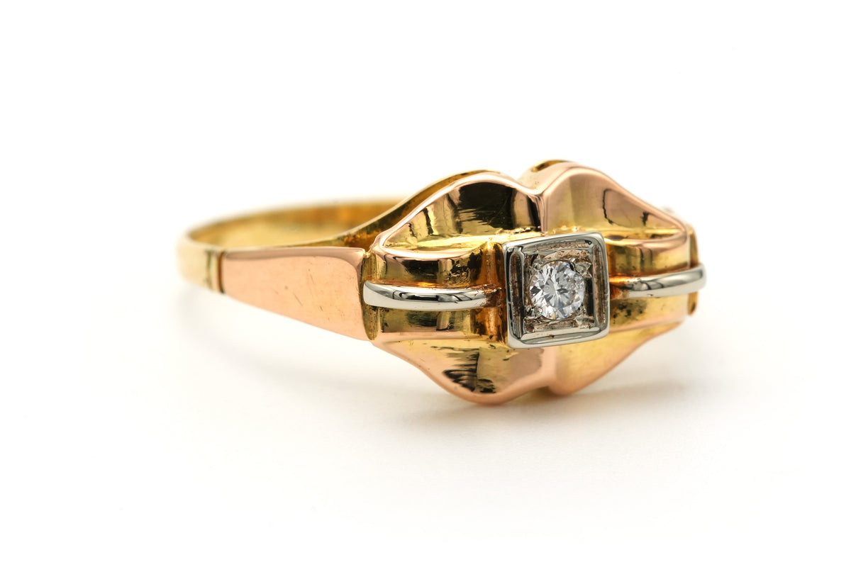 Bague Tank en or blanc, or jaune et diamants