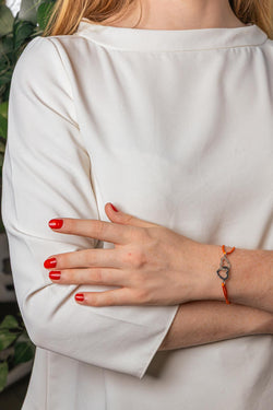 Dinh Van Bracelet Cordon Double Cœurs Or blanc