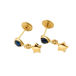 Boucles d'oreilles Pendantes en or jaune et saphirs
