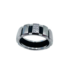 Bague Bandeau CHAUMET "Class One" en or blanc, diamants et caoutchouc