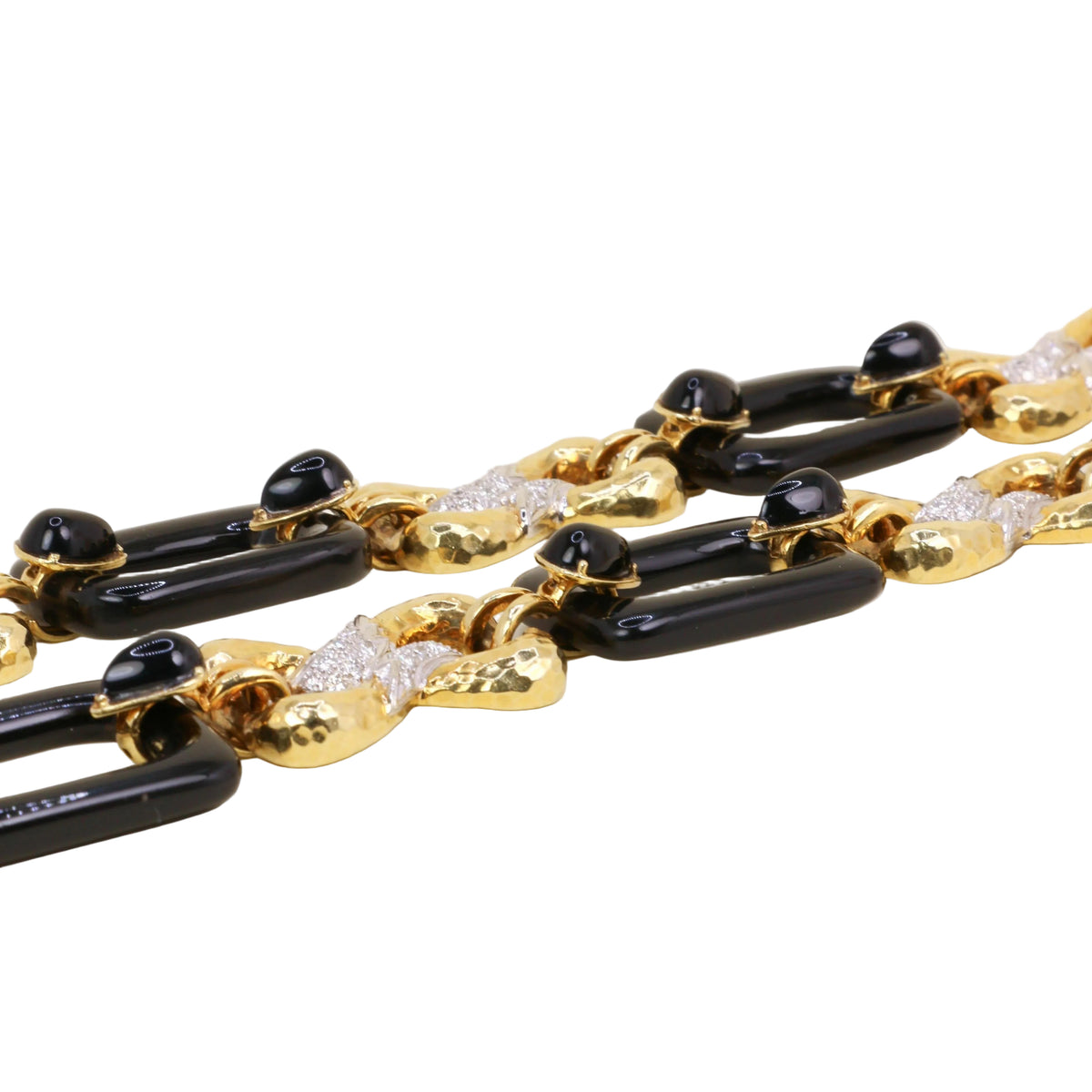 Collier Maille transformable or jaune, onyx et diamants