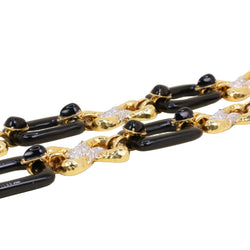 Collier Maille transformable or jaune, onyx et diamants