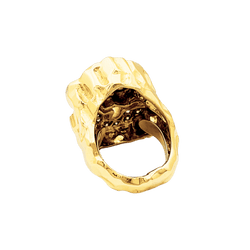 Bague vintage, or jaune, platine, diamants.