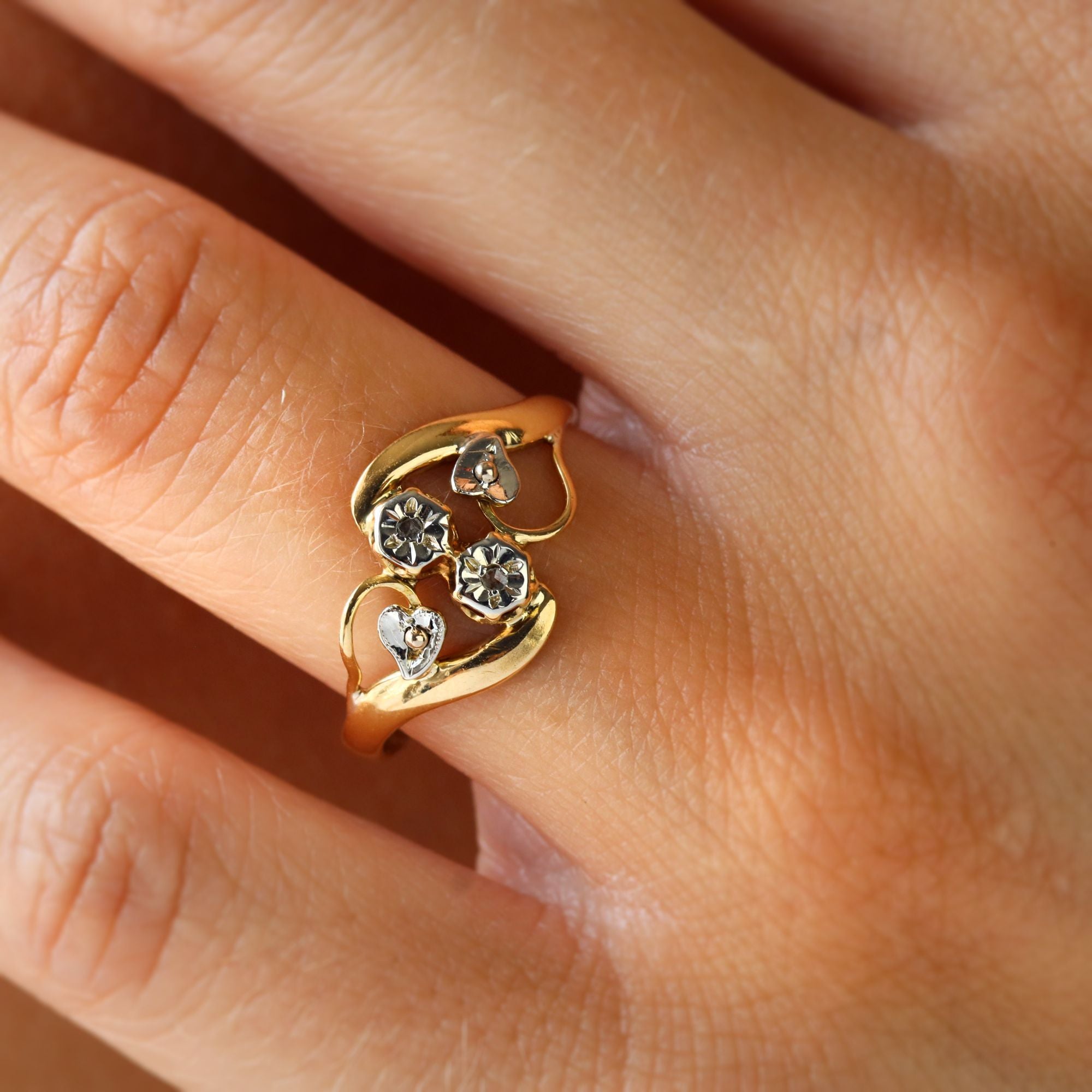 Bague Toi & Moi en or blanc, or jaune et diamants