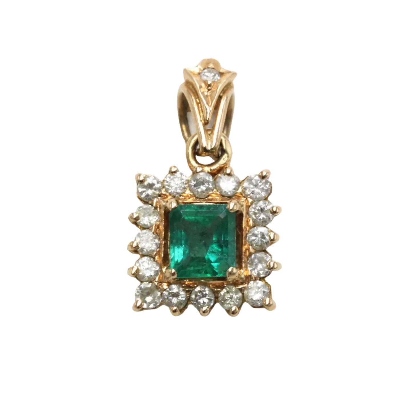 Pendentif en or jaune, émeraude et diamants