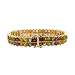 Bracelet GOUBLE' PARIS en or jaune, quartz, améthystes, tourmalines et diamants