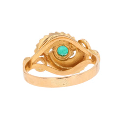 Bague en or rose et émeraude