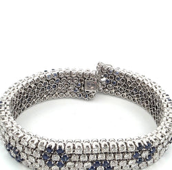 Bracelet Souple en or blanc, saphirs et diamants