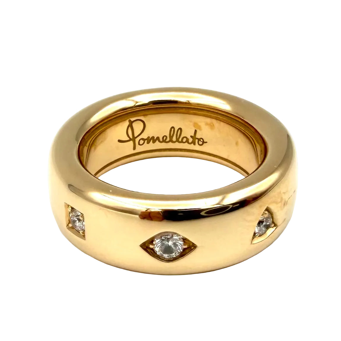 Bague Jonc POMELLATO "Iconia Slim" en or rose et diamants