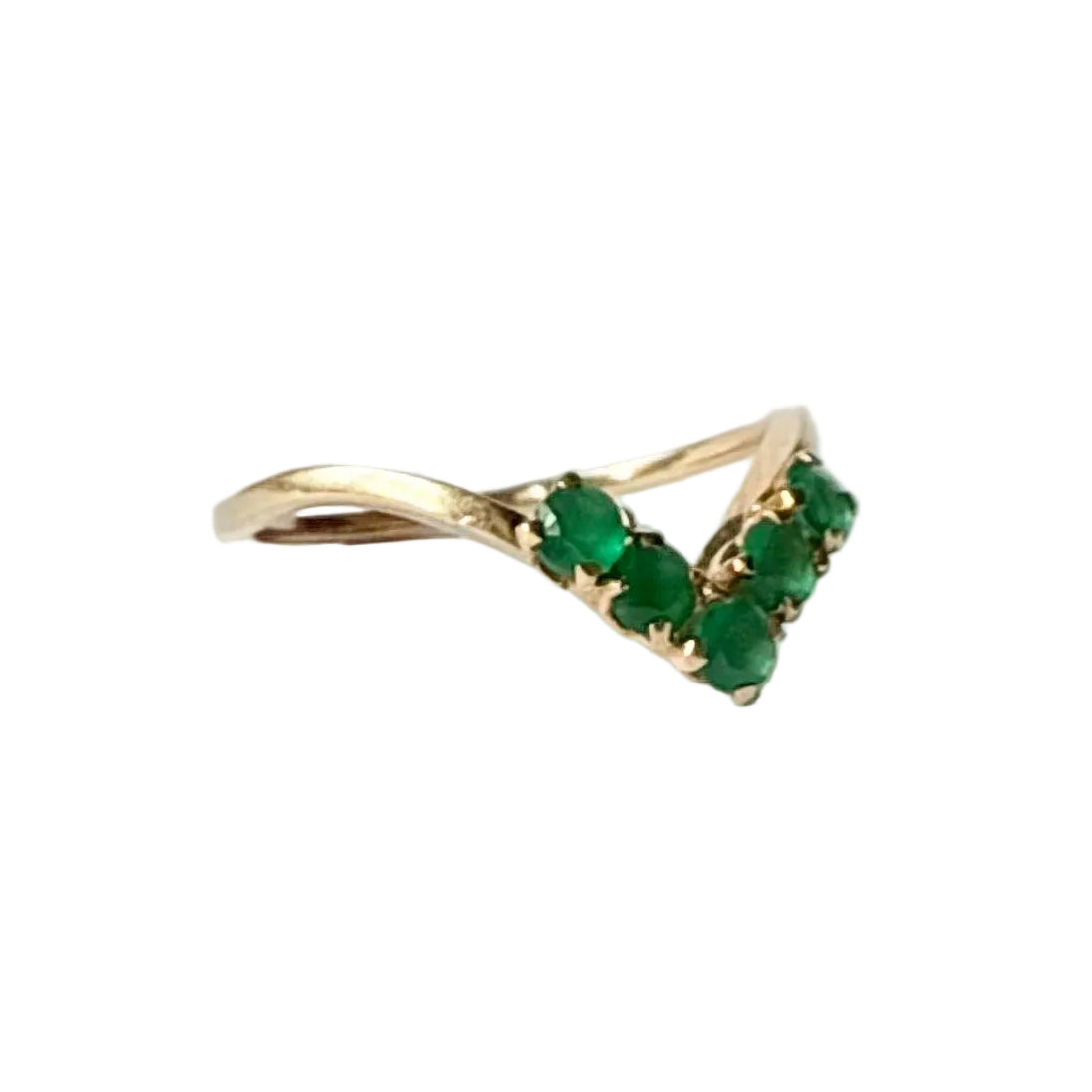 Bague Alliance en or jaune et émeraudes