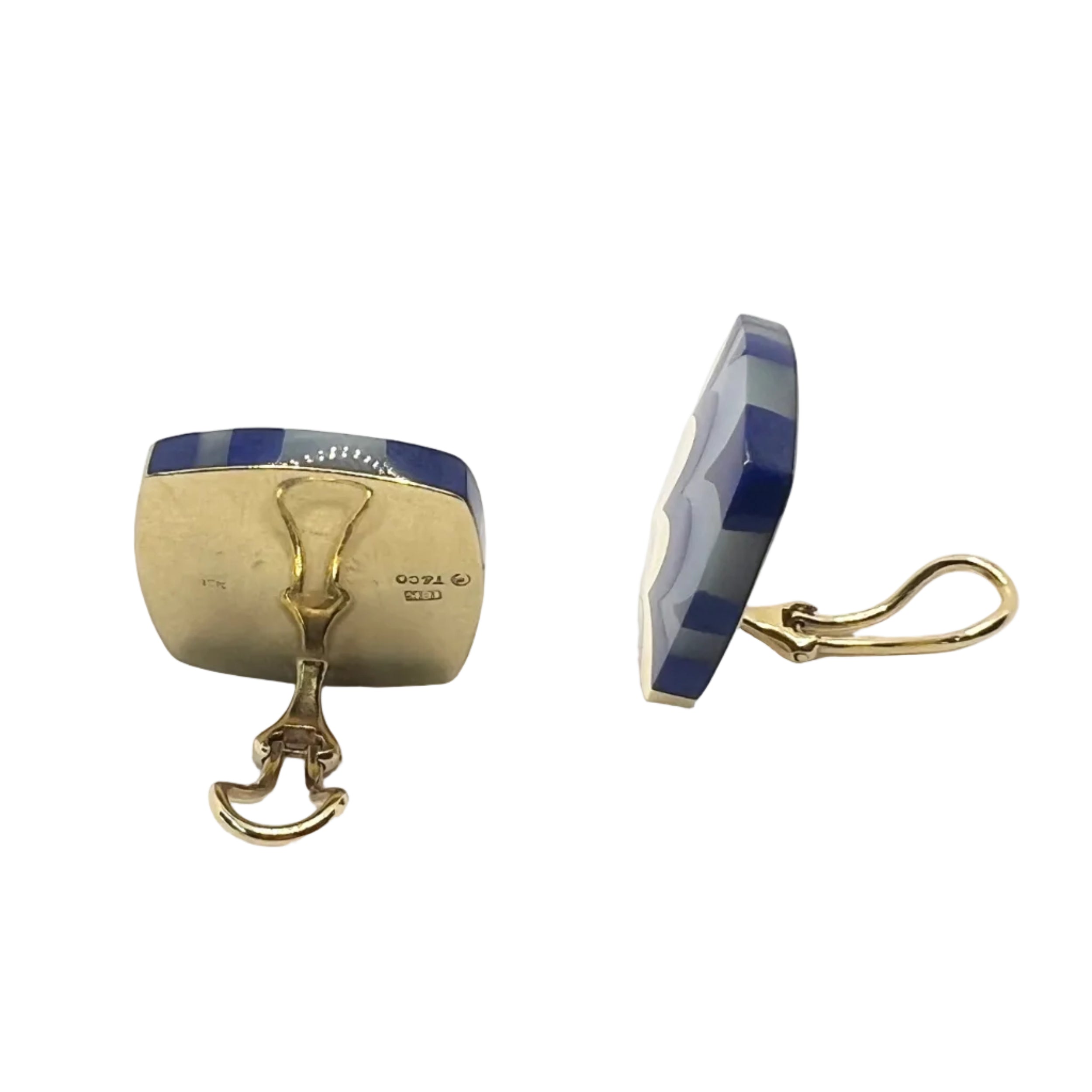Boucles d'oreilles Clips TIFFANY & CO. en or jaune, lapis-lazuli et nacre