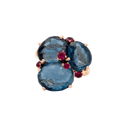 Bague Cocktail POMELLATO "Bahia" en or rose, topazes et saphirs