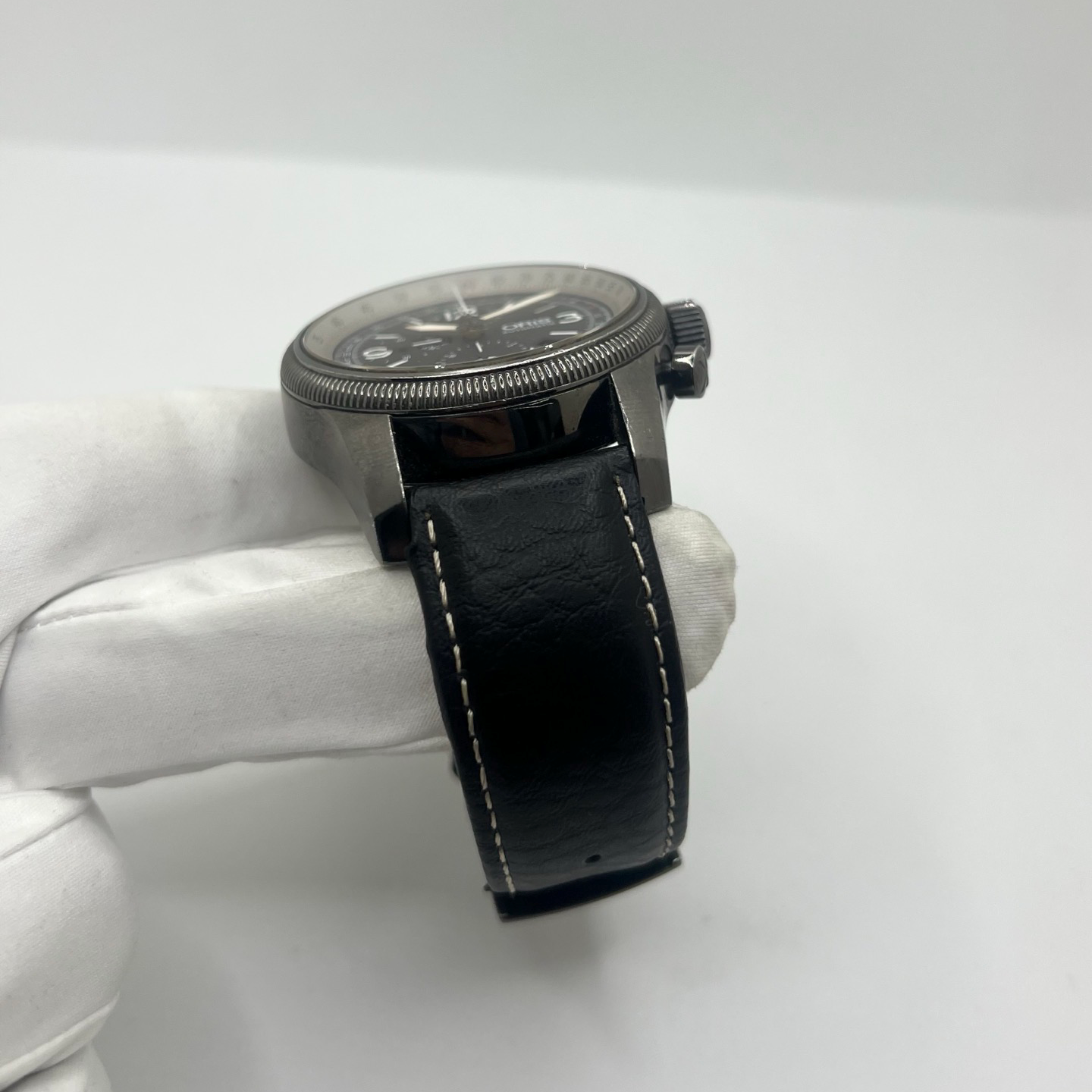 Montre ORIS "Big Crown X1 Calculator" en acier et cuir