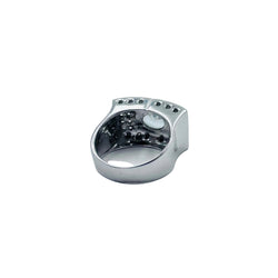 Bague Tank en or blanc, aigue-marine et diamants