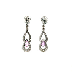 Boucles d'oreilles Pendantes en platine, saphirs et diamants