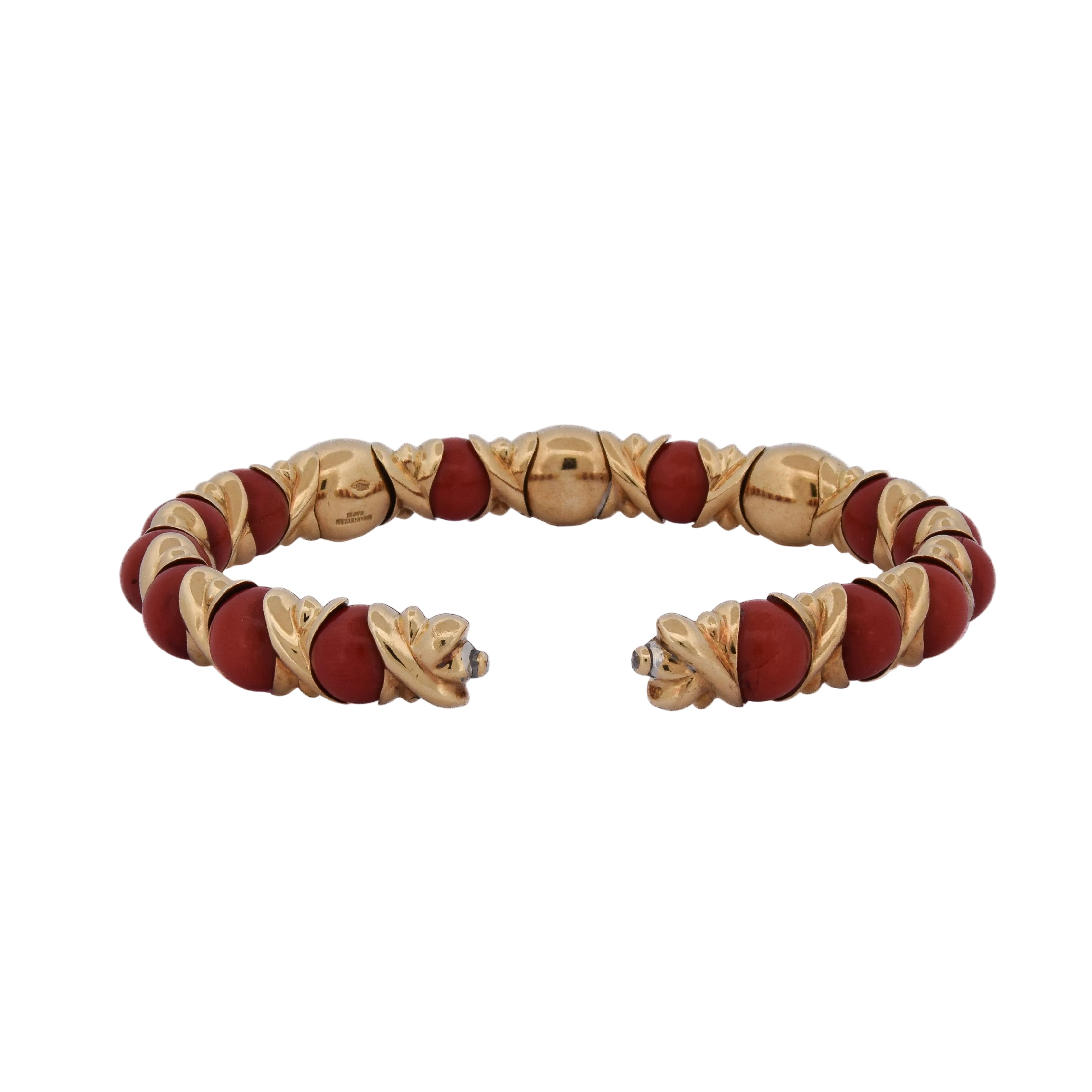Bracelet Jonc CHANTECLER CAPRI en or jaune, corail et diamants