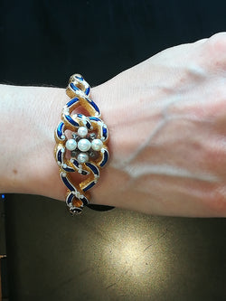 Bracelet ancien Or Email Perles Diamants
