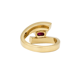 Bague Toi & Moi en or jaune, rubis et diamants