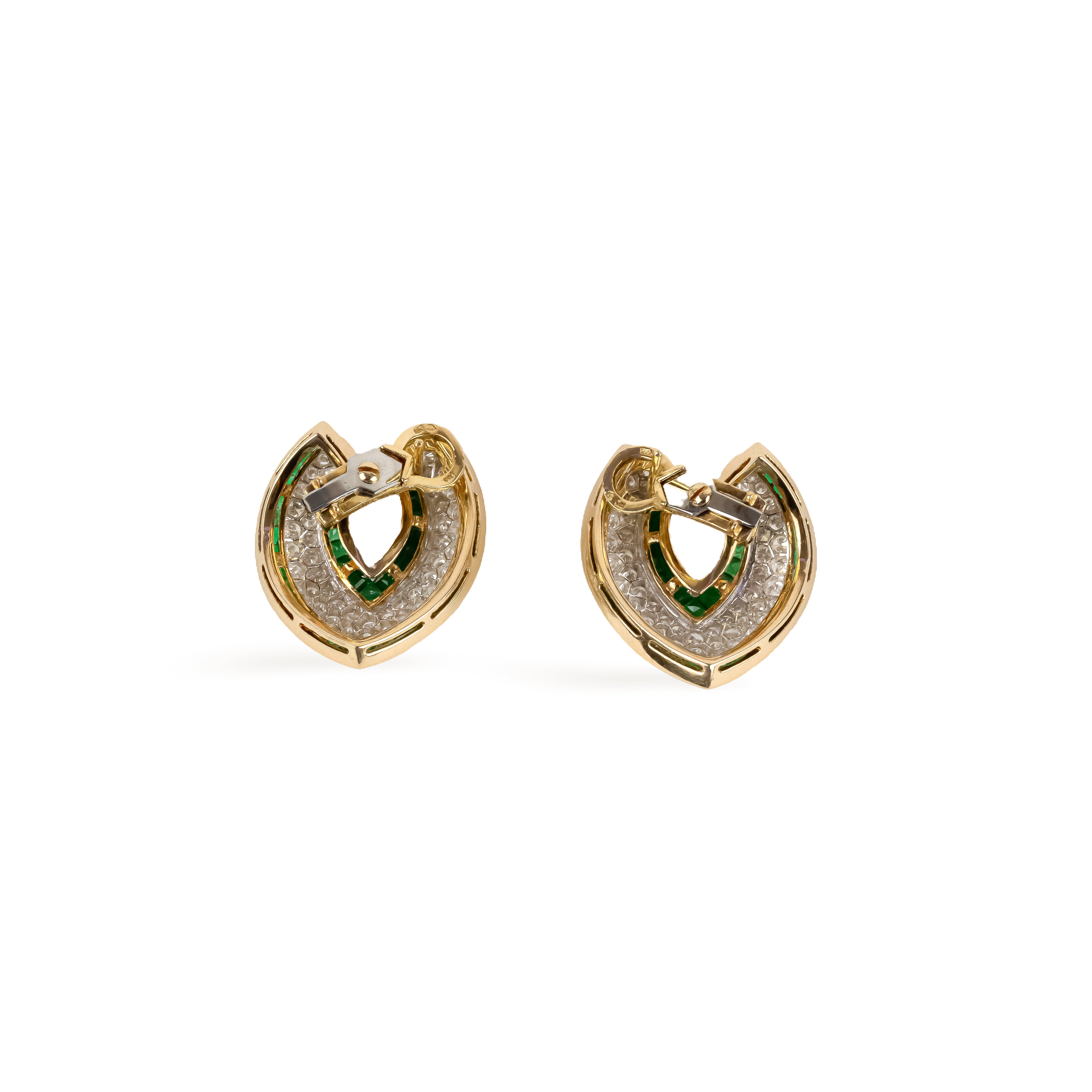 Boucles d'oreilles Clips TIFFANY & CO. en or jaune, émeraudes et diamants
