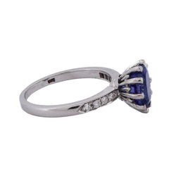 Bague Solitaire en or blanc, tanzanite et diamants