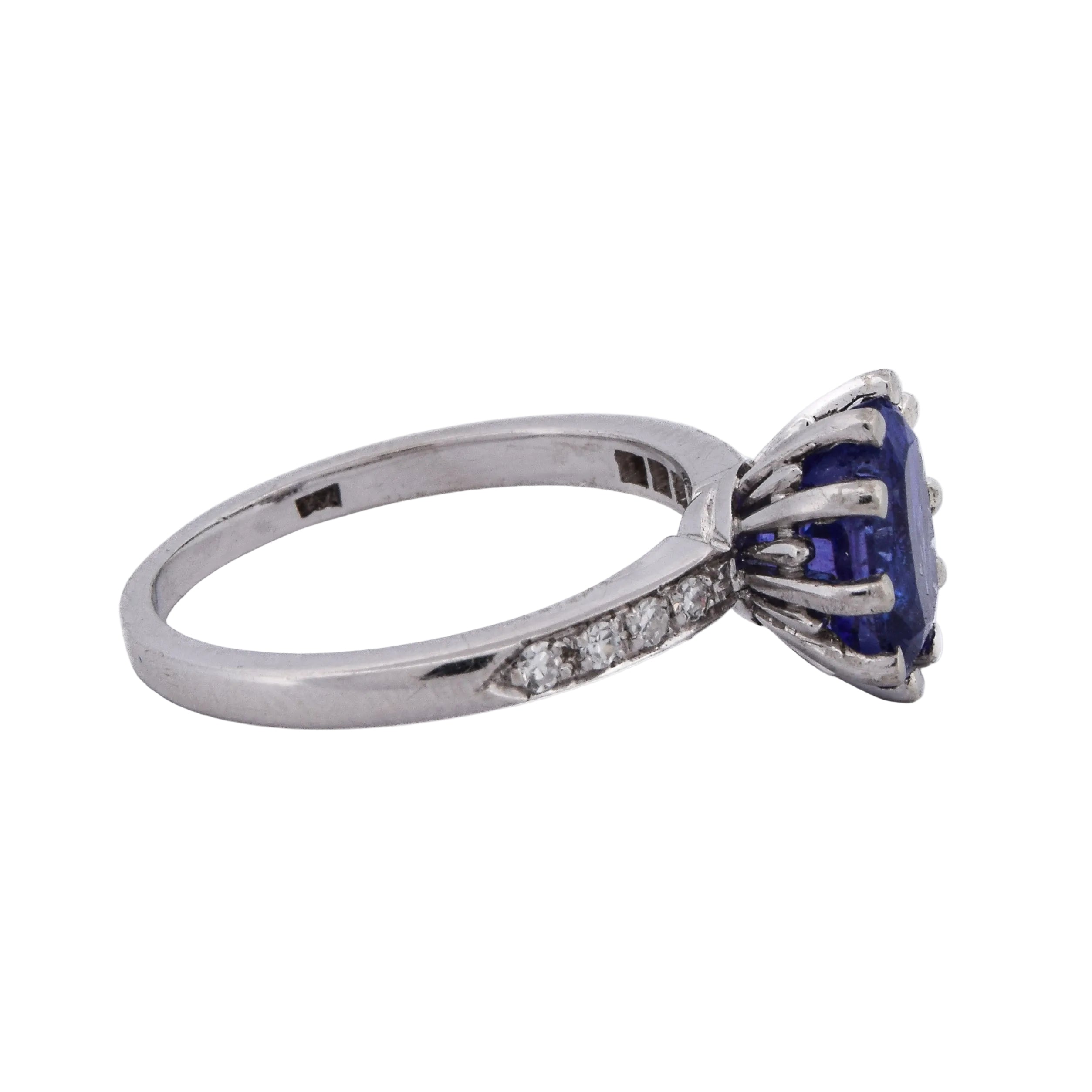 Bague Solitaire en or blanc, tanzanite et diamants