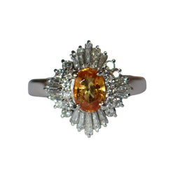 Bague Entourage en platine, saphir et diamants