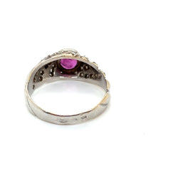 Bague jonc en or, saphir rose et damants
