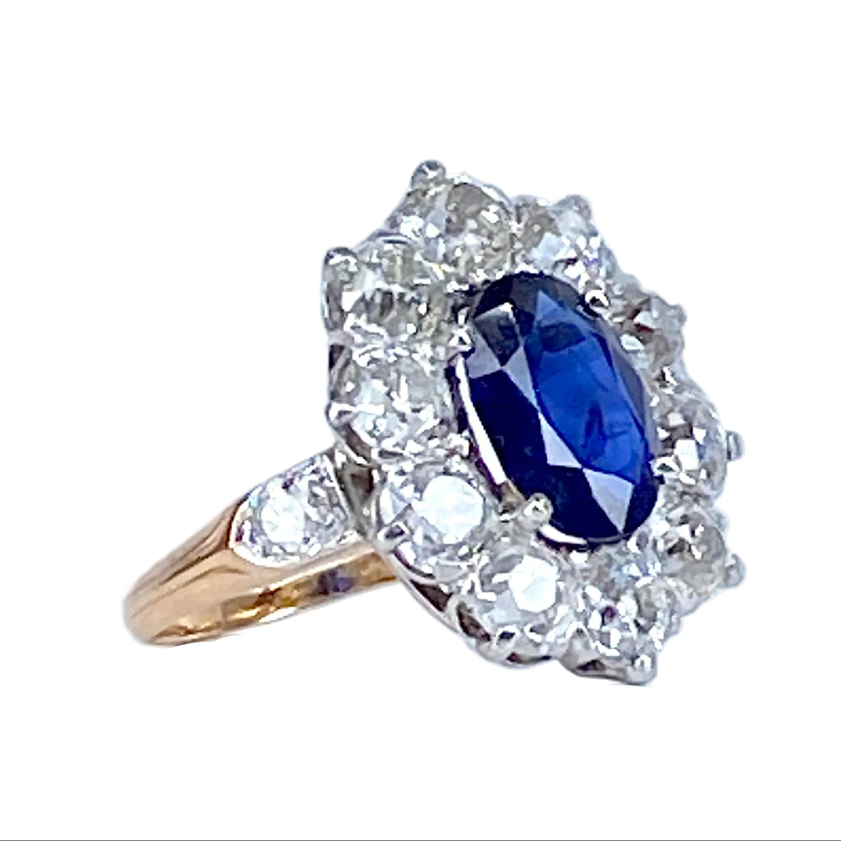 Bague Marguerite en or jaune, saphir et diamants