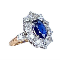 Bague Marguerite en or jaune, saphir et diamants