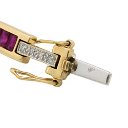 Bracelet Ligne en or jaune, rubis et diamants