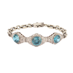 Bracelet en or blanc, platine, zircons et diamants