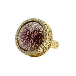 Bague Cocktail en or jaune, quartz et diamants